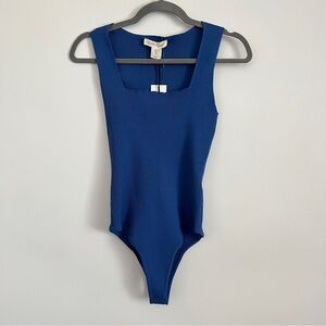 Happily Grey Ribbed Tank Blue Bodysuit Snap On Juniors Size Large NWT